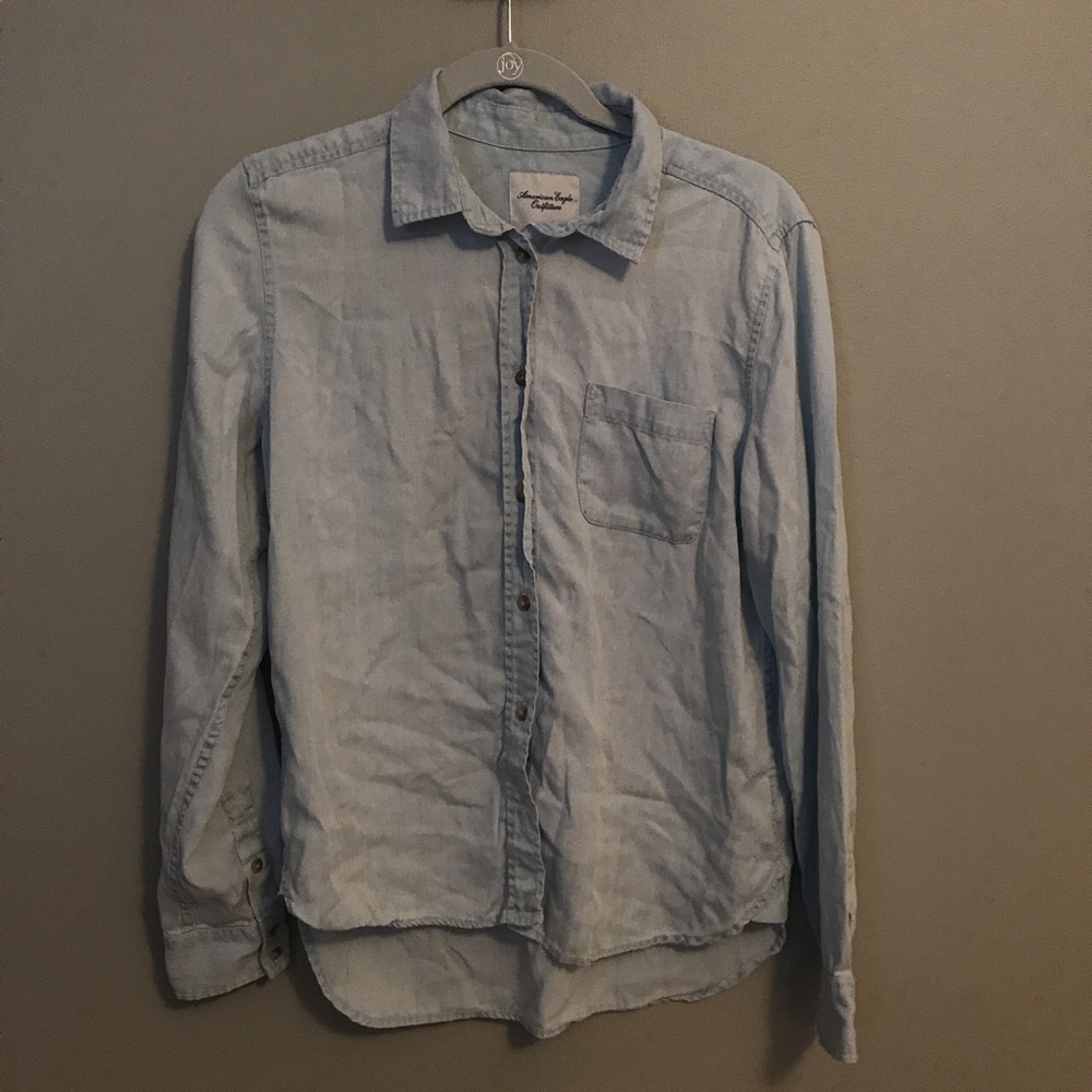 Light wash denim long sleeve shirt